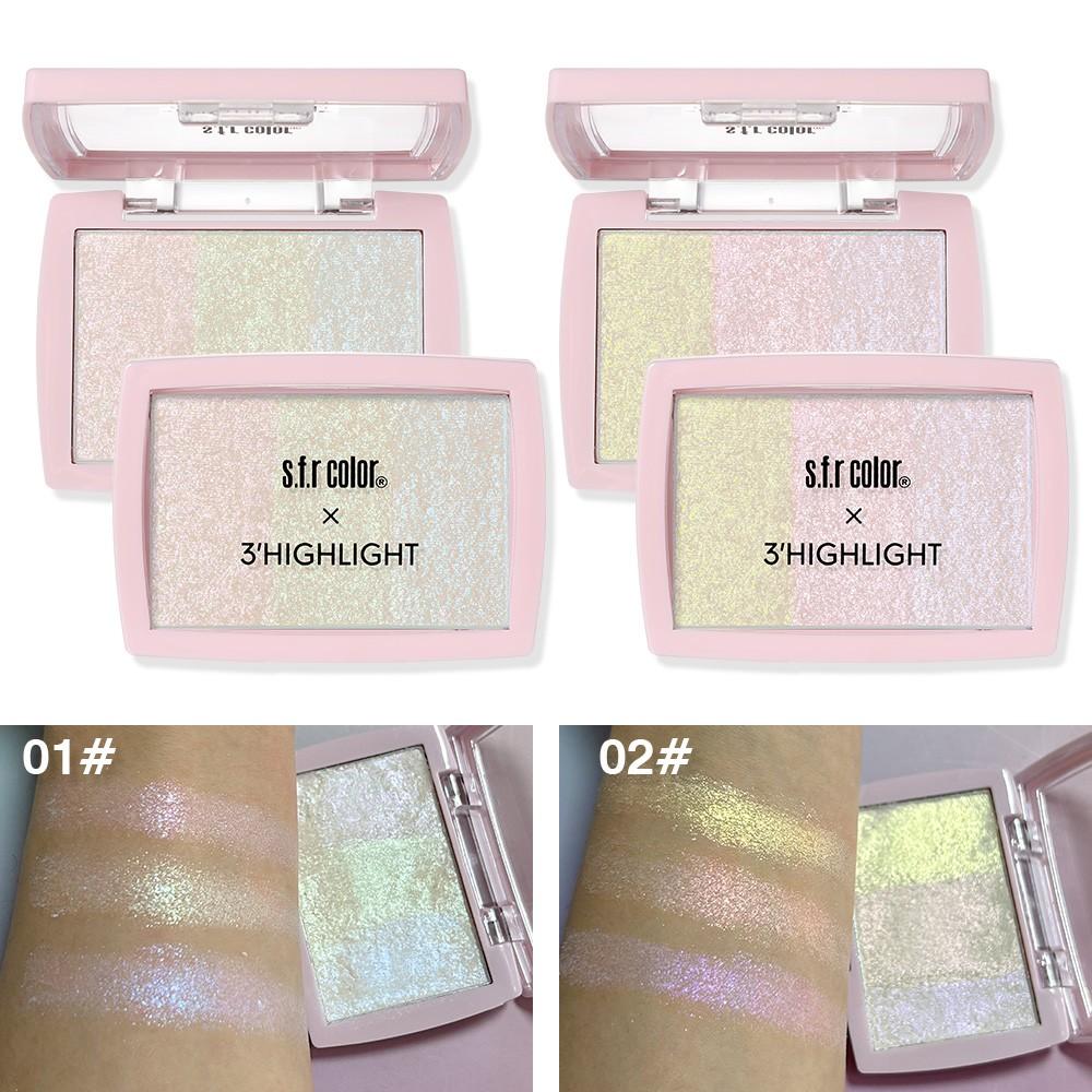 Multifunctional Three-Color Highlighter for Cheeks, Waterdrop Finish Korean Makeup, Brightening Face Illuminator, Beauty Essential