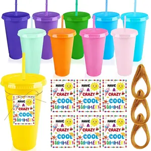 30 Set End of Year Students Gift from Teacher Bulk 24 oz Plastic Tumbler with Lid and Straw Summer Graduation Student Gifts for Summer Student Party Goodie Bag, 10 Colors