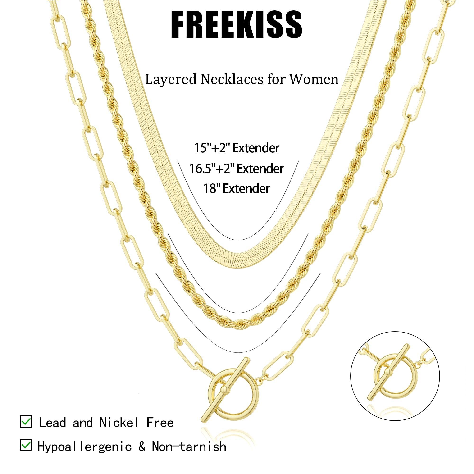 Tewiky Layered Toggle Necklaces for Women: Dainty Link Chain Necklaces Paperclip Cuban Rope Adjustable Choker T-Bar Toggle Clasp Chunky Necklace For Valentine's Day gifts Trendy Jewelry