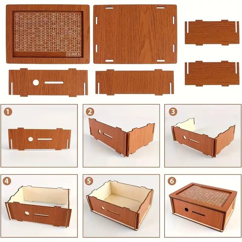 Wooden Money Storage Box, Wooden Bank Home Counter Organizer, Office Savings Jar, Home Quality Counter Target Saving Jar, Cash Coin Jar