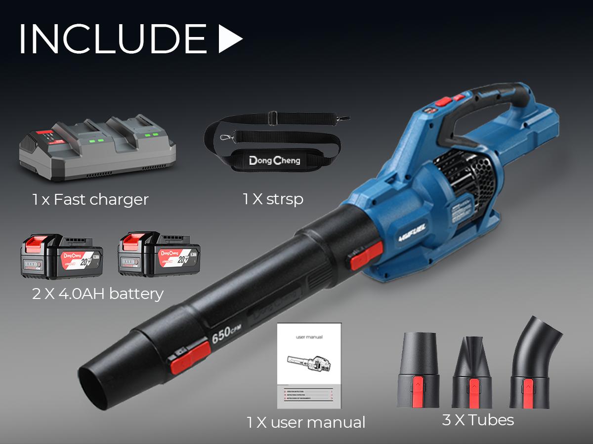 【5-year warranty】DongCheng 650 CFM Cordless Leaf Blower, 40V Battery Powered Blower with 2 * 4.0Ah Batteries & Charger, High-Efficiency Brushless Motor for Sidewalks, Driveways, Town Care, Blowing Leaves and Snow Heavy Duty 【5-year warranty】DongCheng 650 CFM Cordless Leaf Blower, 40V Battery Powered Blower with 2 * 4.0Ah Batteries & Charger, High-Efficiency Brushless Motor for Sidewalks, Driveways, Town Care, Blowing Leaves and Snow Heavy Duty