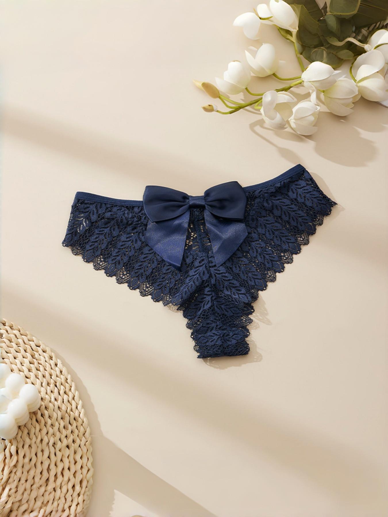 5-Pack Women's Underwear, Sexy Bow Design, Peach Butt Soft Lace Breathable Mesh, Comfortable Mid-Waist Triangle Panties, Valentine's Day Gift