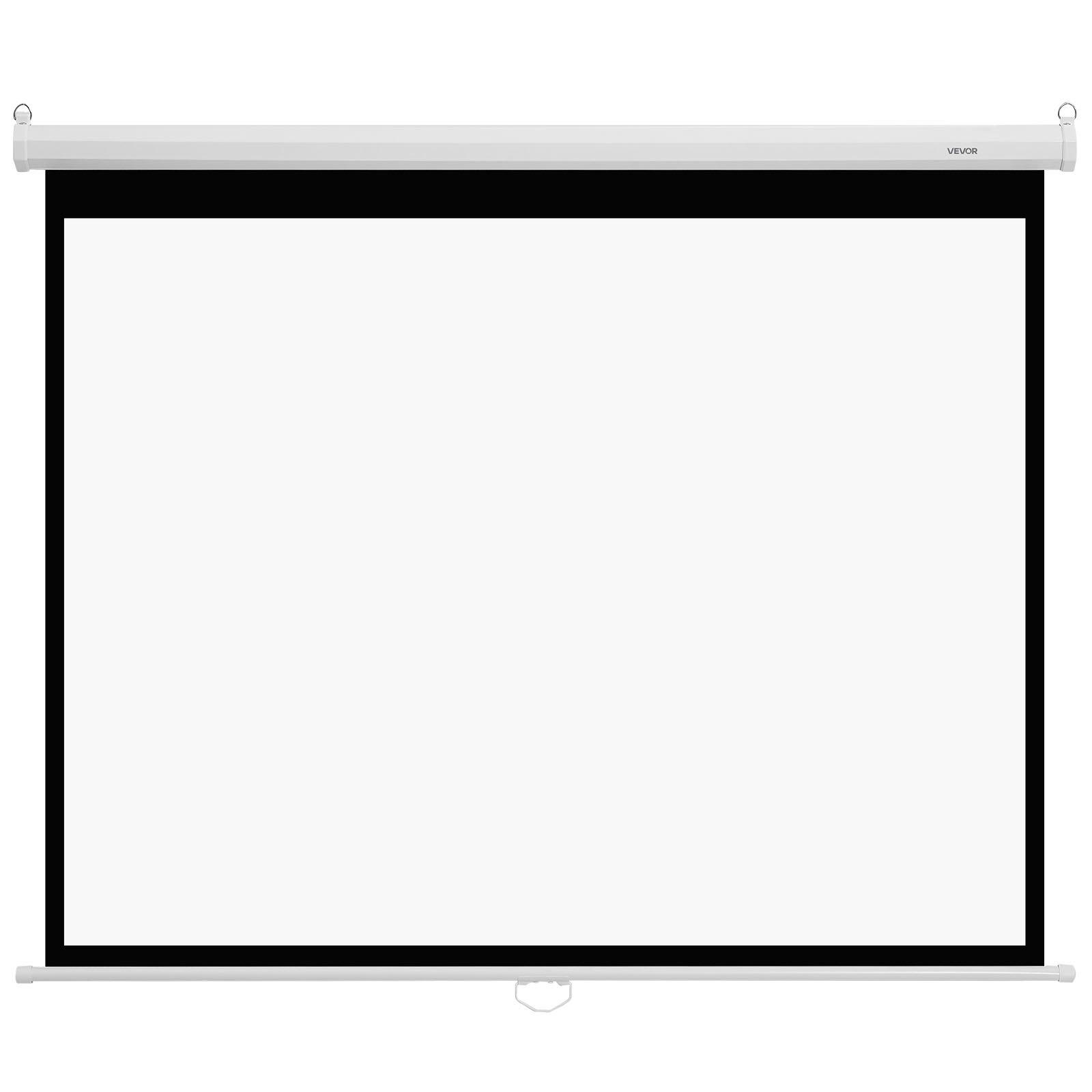 VEVOR Manual Projector Screen, 72 inch 4: 3 4K 1080 HD Retractable Pull Down Projector Screen, Wall Mounted Movie Projection with Pull Rope, Portable Display Projectoin for Family Home Office Theater, Iron, 3D