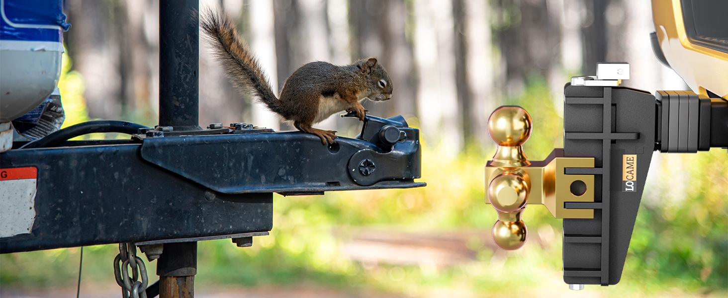 LOCAME Adjustable Trailer Hitch with Hook, Tri-Ball (1-7/8", 2", 2-5/16") Drop Hitch, Fits 2 Inch Receiver, 6" Drop Down Hitch, 17000 LBS Heavy Duty Truck, Solid Ball Mount, Gold,