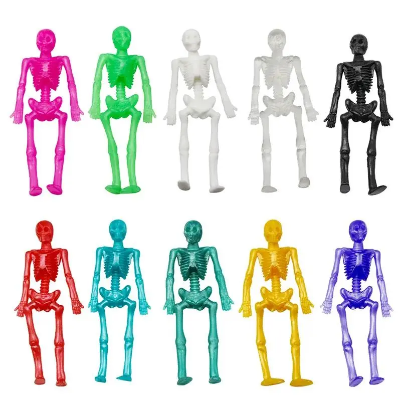 10/20/30/50PCS Halloween TPR Soft Rubber Elastic Stretch Small Zombie Skeleton Imitation Real Person Trick Toy Party Favors