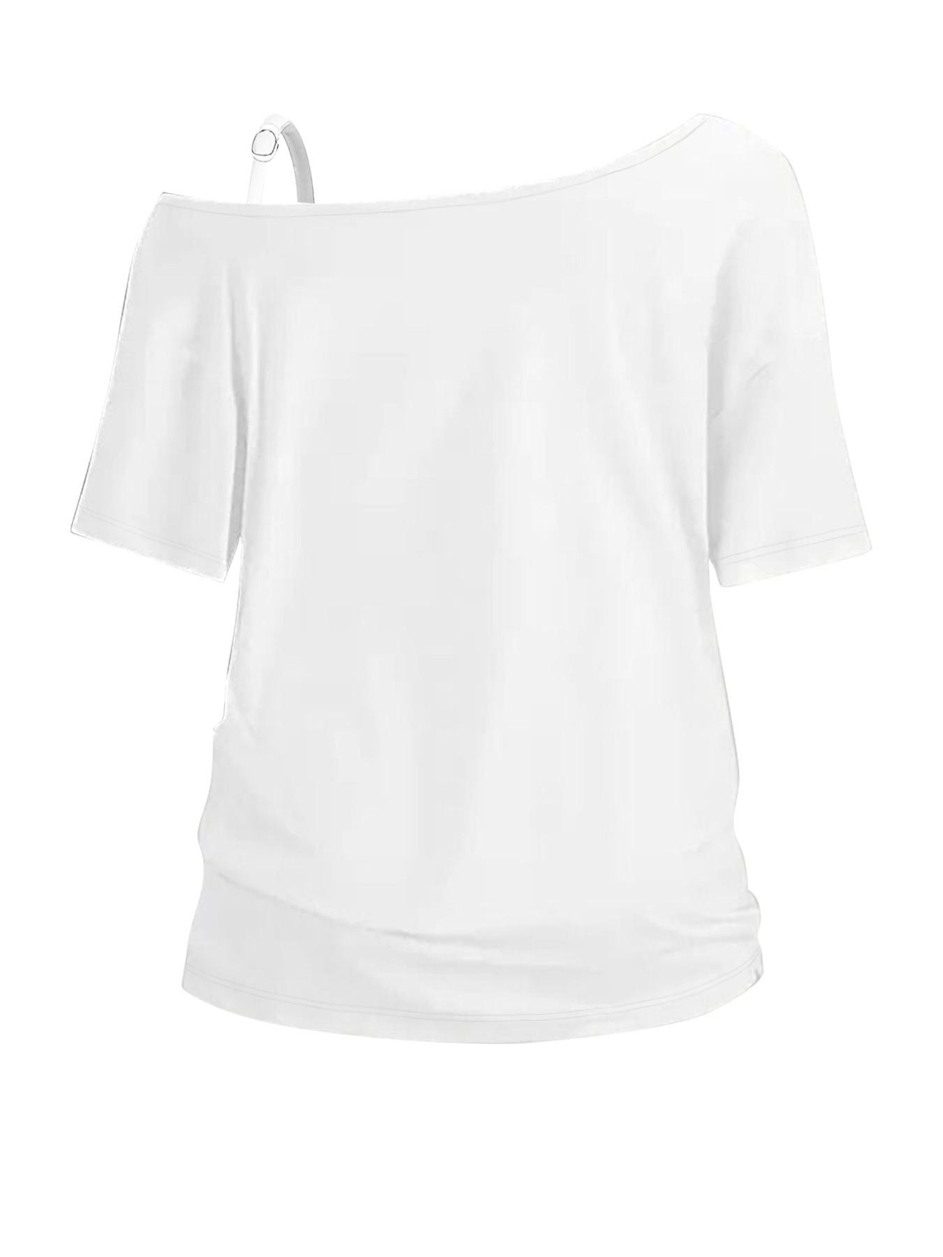 Women's 3 Pack Asymmetrical Off Shoulder Tops Women's Asymmetrical Off-Shoulder Top Set, Casual Half Sleeve One Shoulder Tank Tee, 2026 Trendy Y2K Street Style, Comfortable Loose Fit Casual Street Style Blouse for Teen Girls and Young Women