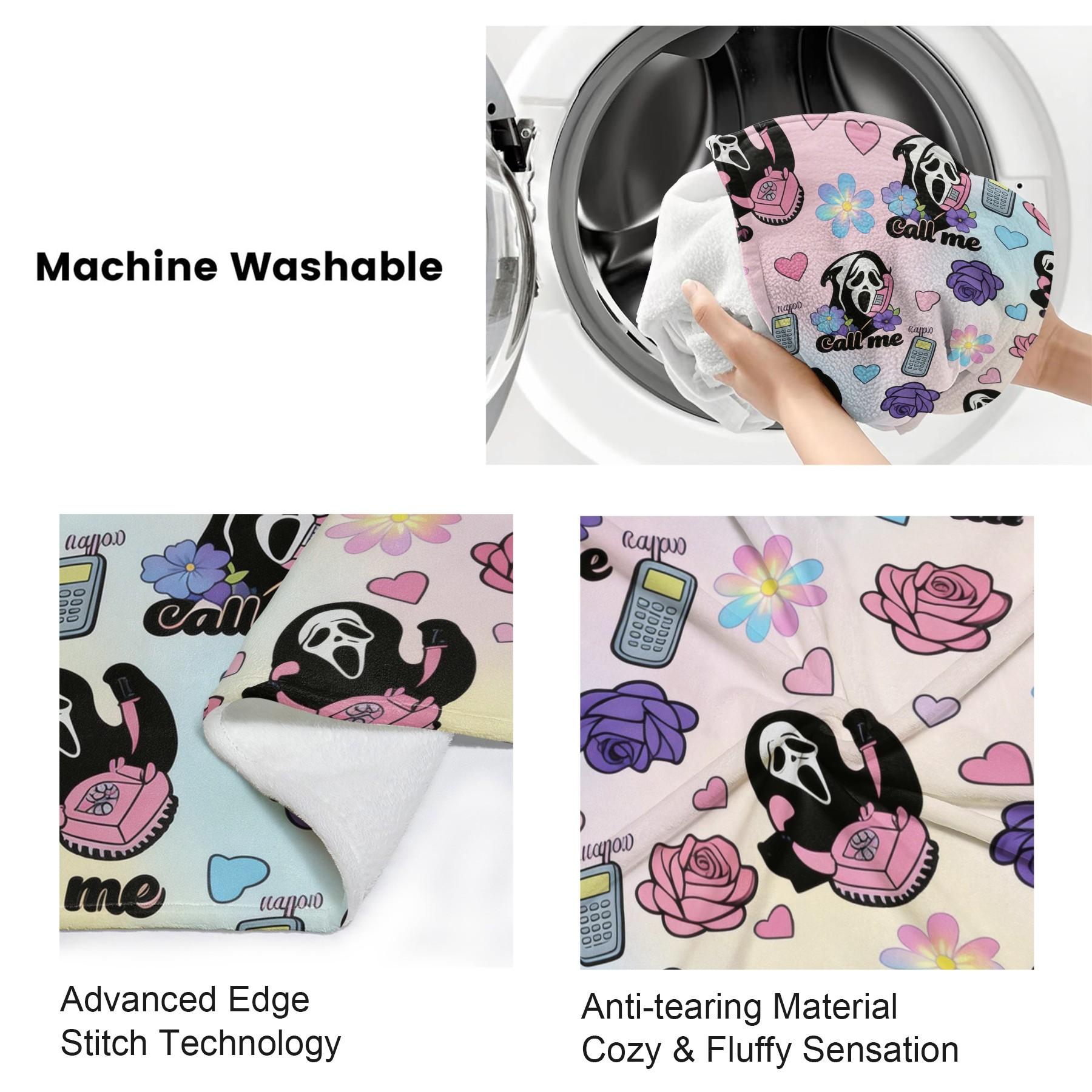 Scream Ghostface Call Me Flannel Throw Blanket, Y2k Millennial Style Throw Blanket, Student Dormitory Nap Blanket, All Season Travel Car Blanket, Children'S Room, Dormitory, Sofa, Office Nap Blanket