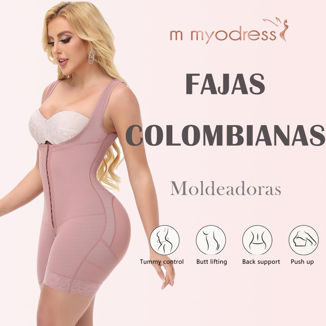 M MYODRESS Tummy Control Hourglass Open Bust Fajas Colombianas Shapewear for Women with Zipper and Inner Hooks for Easy Wear