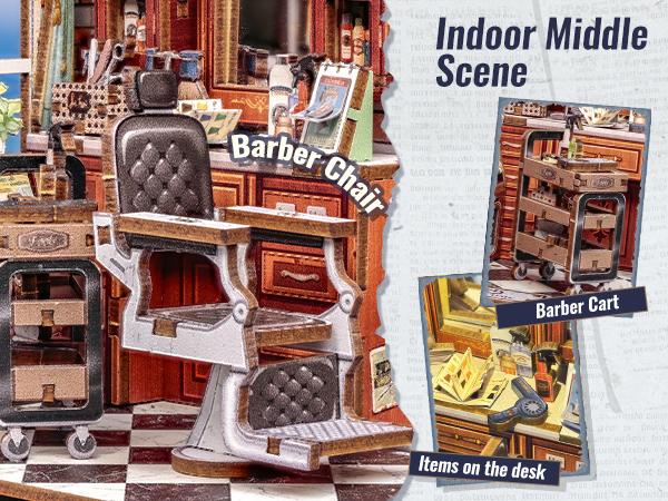 CUTEBEE DIY 3D Dollhouse Kit John’s Hair Salon – Wooden Miniature House with Furniture and Dust Cover, Handmade Creative Room Decor | Holiday, Christmas and Black Friday Gift