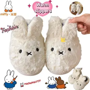 Miffy Fashion Cotton Slippers - Cute Cartoon Style, Durable, Non-Slip, Thick-Soled Home Warm Shoes, Birthday Gift for Friends