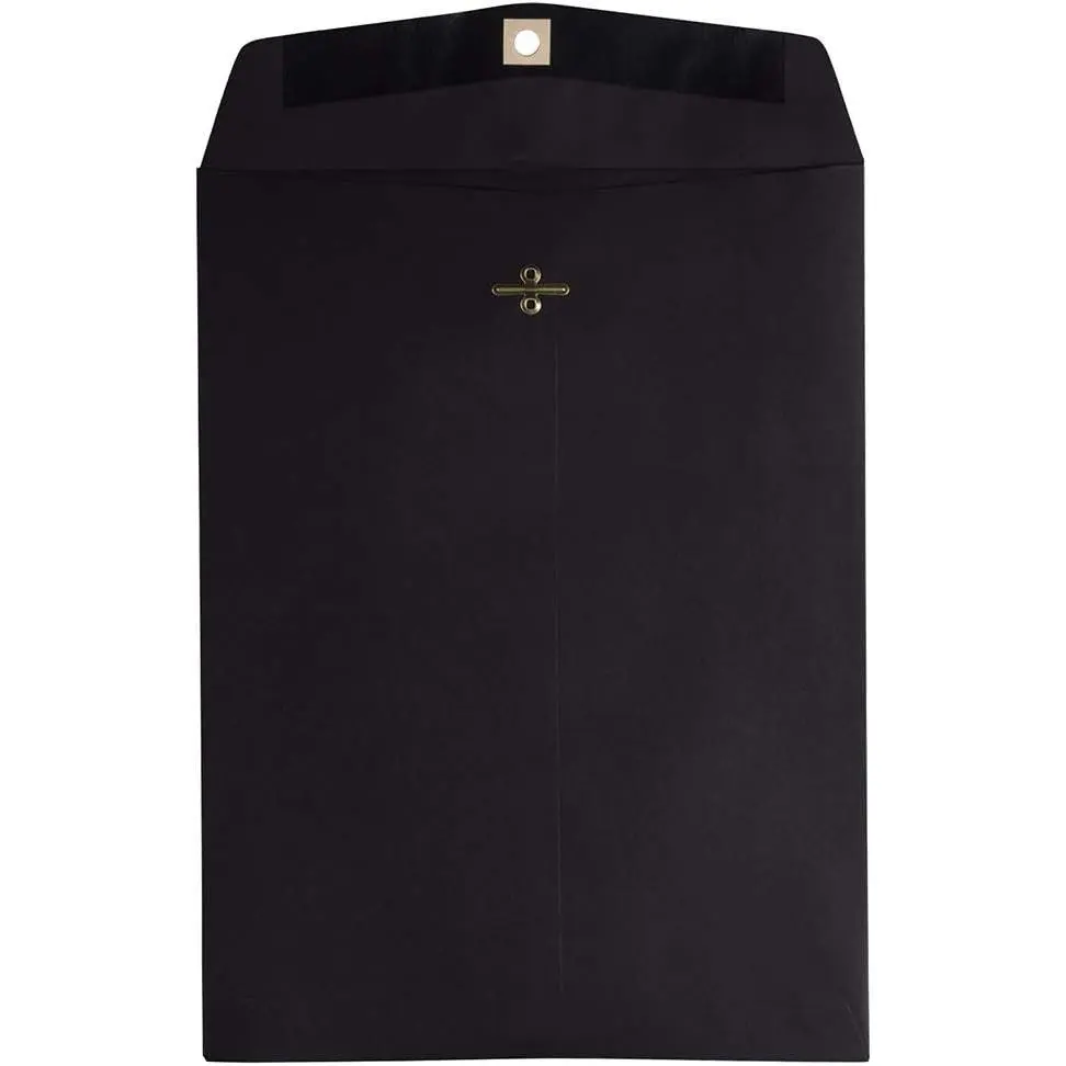 9 x 12 Open End Catalog Envelopes with Clasp Closure - Smooth Black - 25/Pack