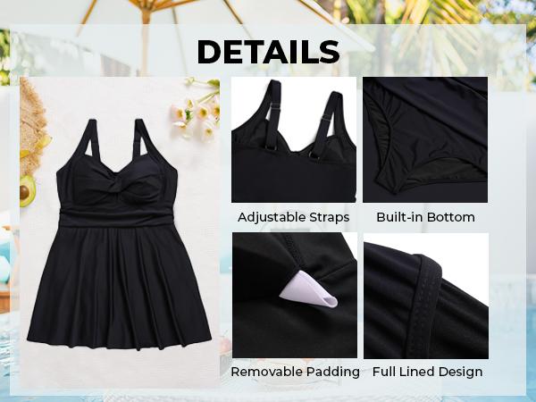 Tempt Me Women's Plus Size Swim Dress - One Piece Swimsuits Tummy Control Bathing Suit Swimwear 2026