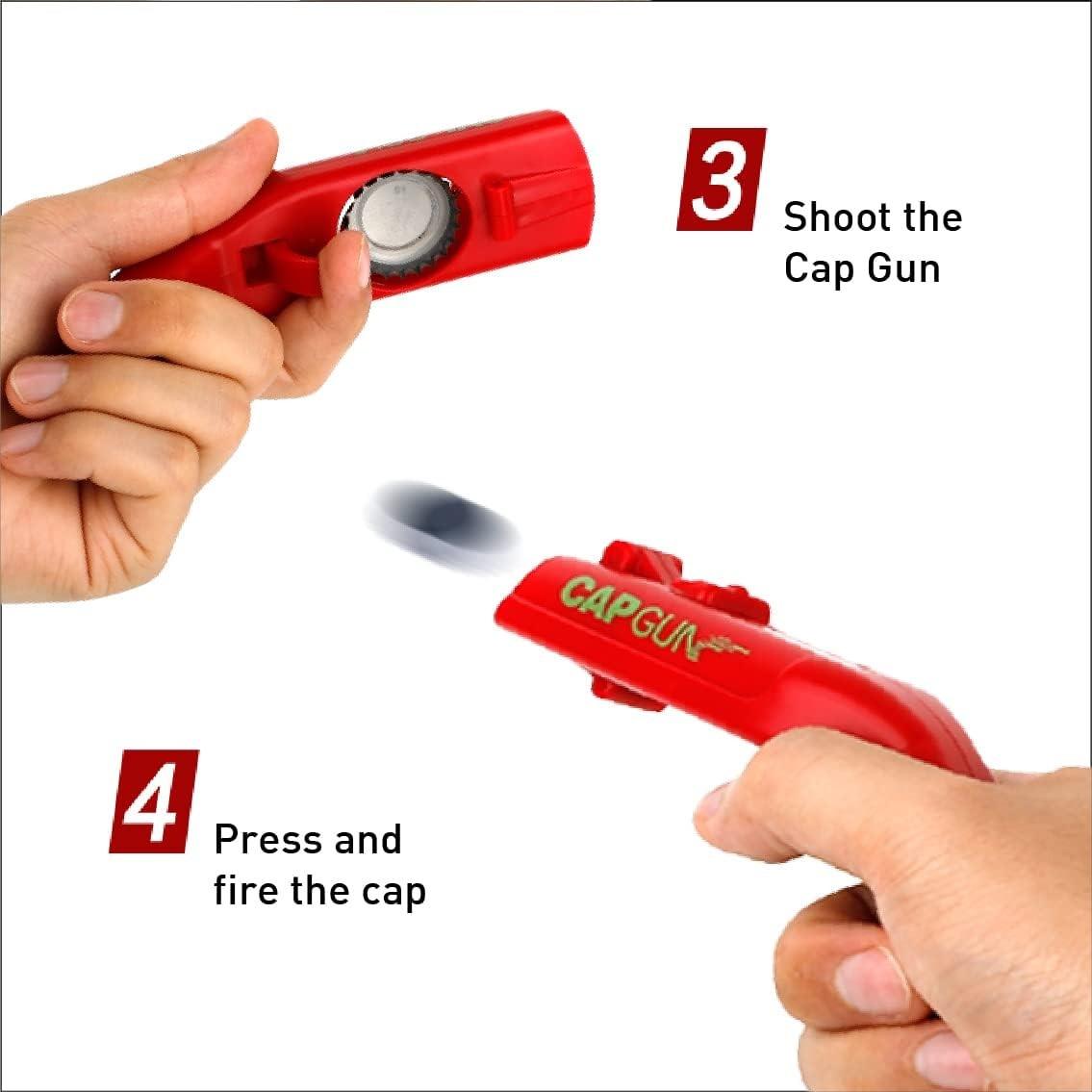 bottle cap shooting gun - Fun bottle opener tool launches bottle caps for parties, barbecues, and bar games