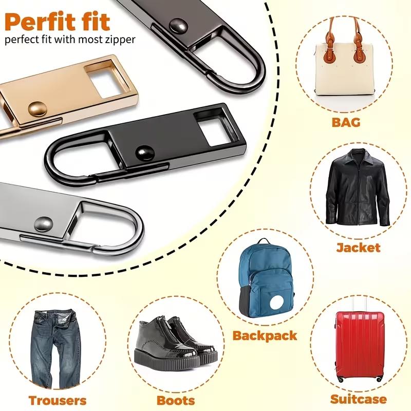 Durable Metal Zipper Replacement Parts, Universal Fit Fixing Accessories for Bags Luggage Clothes, Easy Install Repair Kit