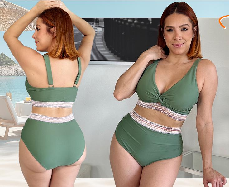 Yonique Women's High Waisted Bikini - Twist Front Two Piece Swimsuit Color Block Full Coverage Bathing Suit Yonique Women's High Waisted Bikini - Twist Front Two Piece Swimsuit Color Block Full Coverage Bathing Suit