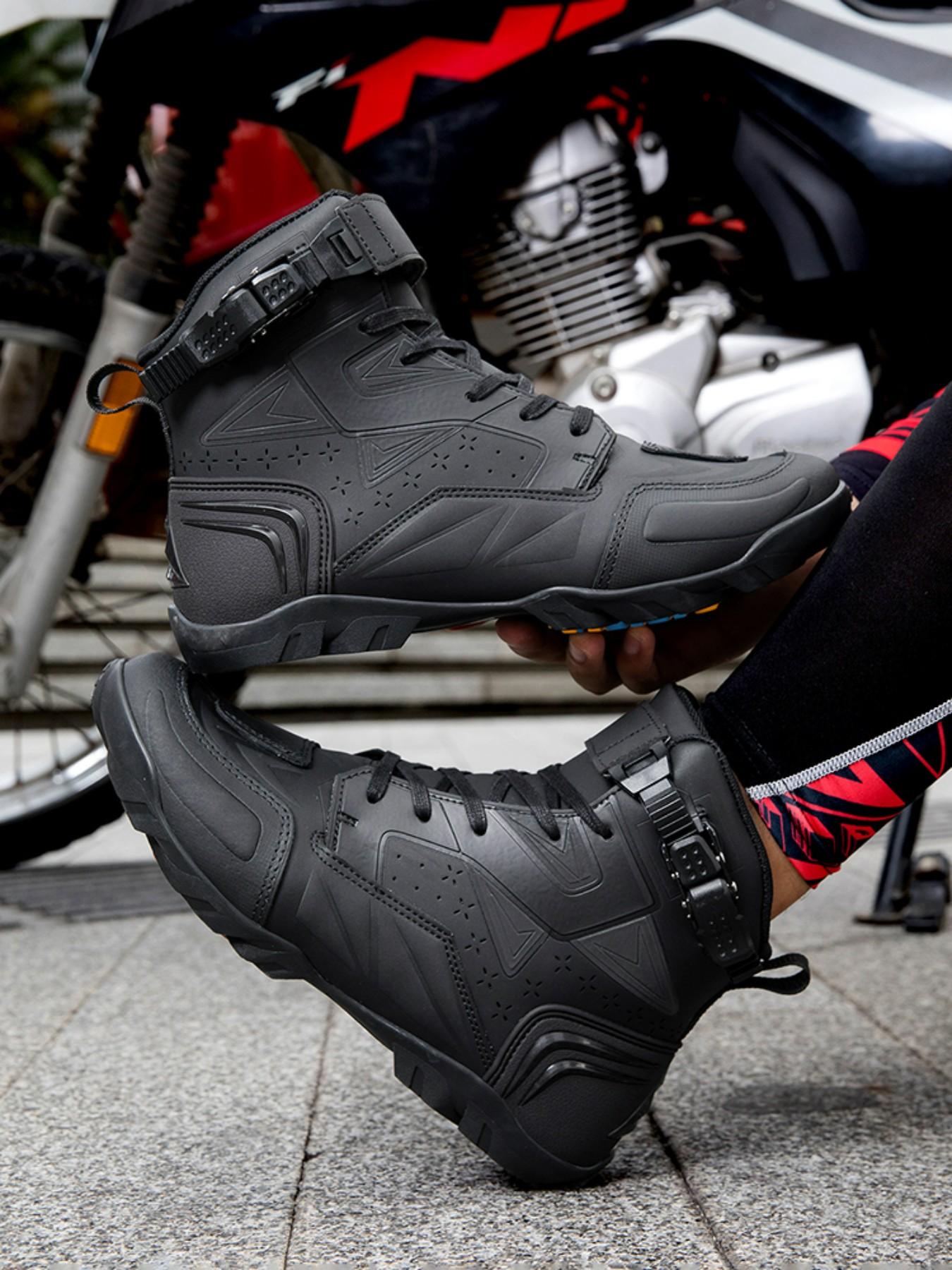 Men's Motorcycle Riding Shoes, Anti-Slip Racing Boots, Waterproof Safety Design, Comfortable and Secure, Ideal for Safe Cycling