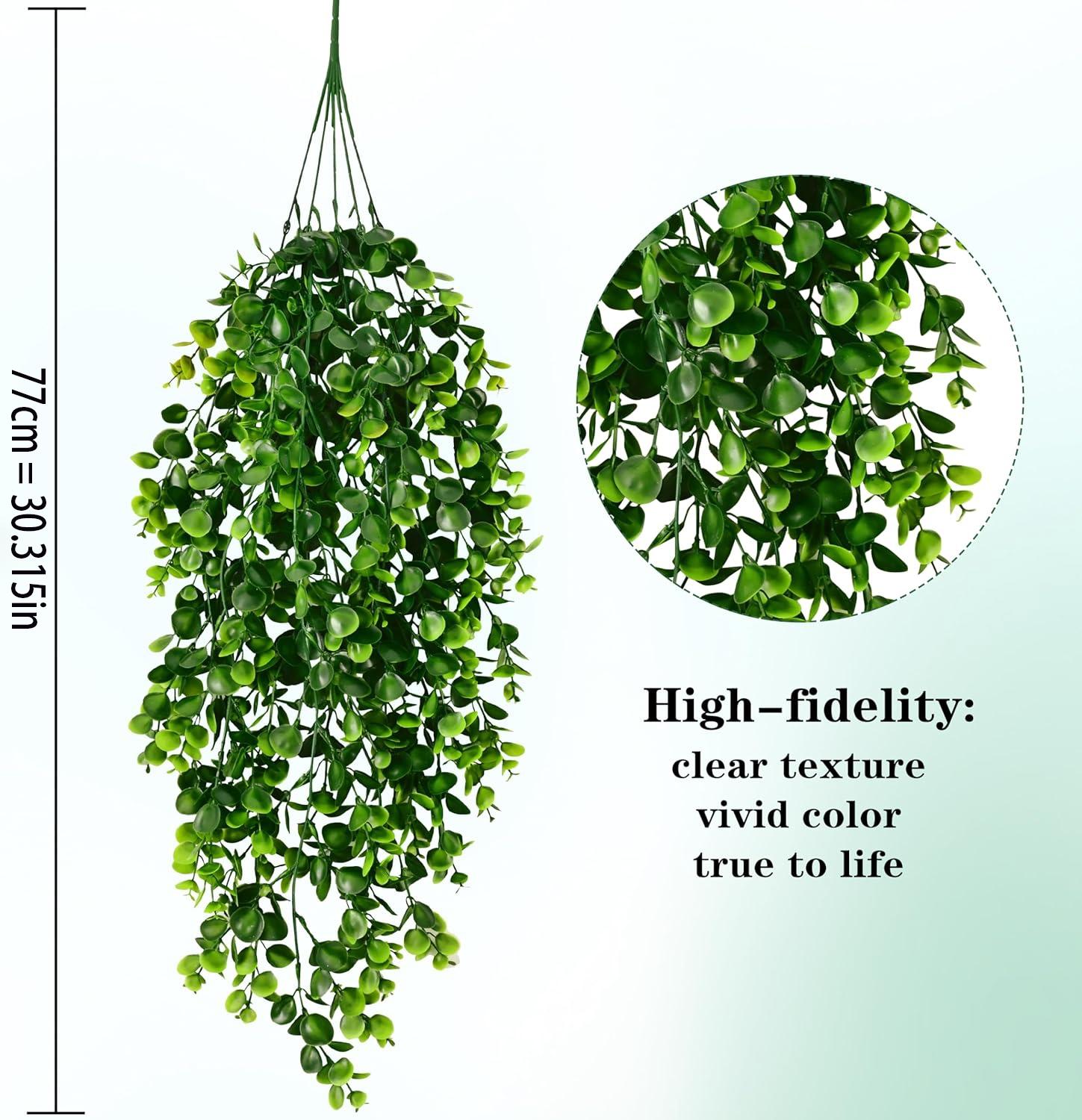 4-Piece Artificial Hanging Plants Set, UV-Resistant Eucalyptus Leaves, Bohemian Wall Decor, Indoor/outdoor Use, Bedroom/living Room Decoration