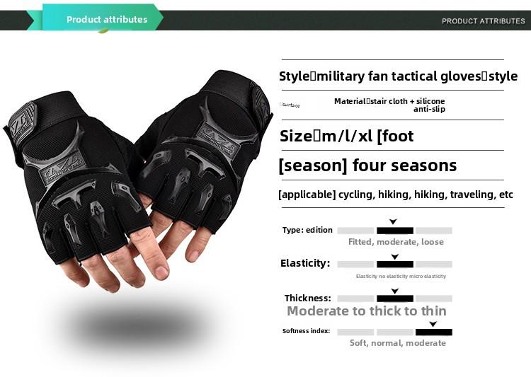 Unisex Adult Half-Finger Bicycle Gloves with Little Seal Print, Anti-Skid Protection for Outdoor Cycling, Fitness - Black