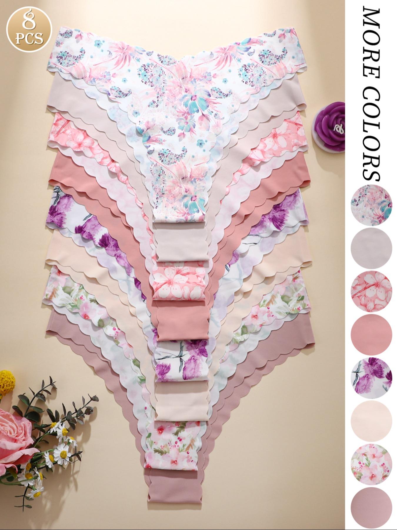 Women's Plaid & Plain Print Underwear Set, Fitted Comfortable Breathable Panties, Casual Sportswear for All Seasons