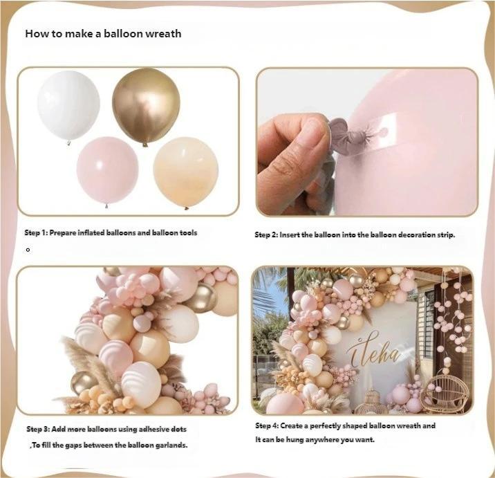 Boho Nude Beige Balloon Arch Kit - Neutral Bohemian DIY Easy Setup Garland Set for Wedding, Bridal Shower Photo Backdrop, Elegant Party Supplies
