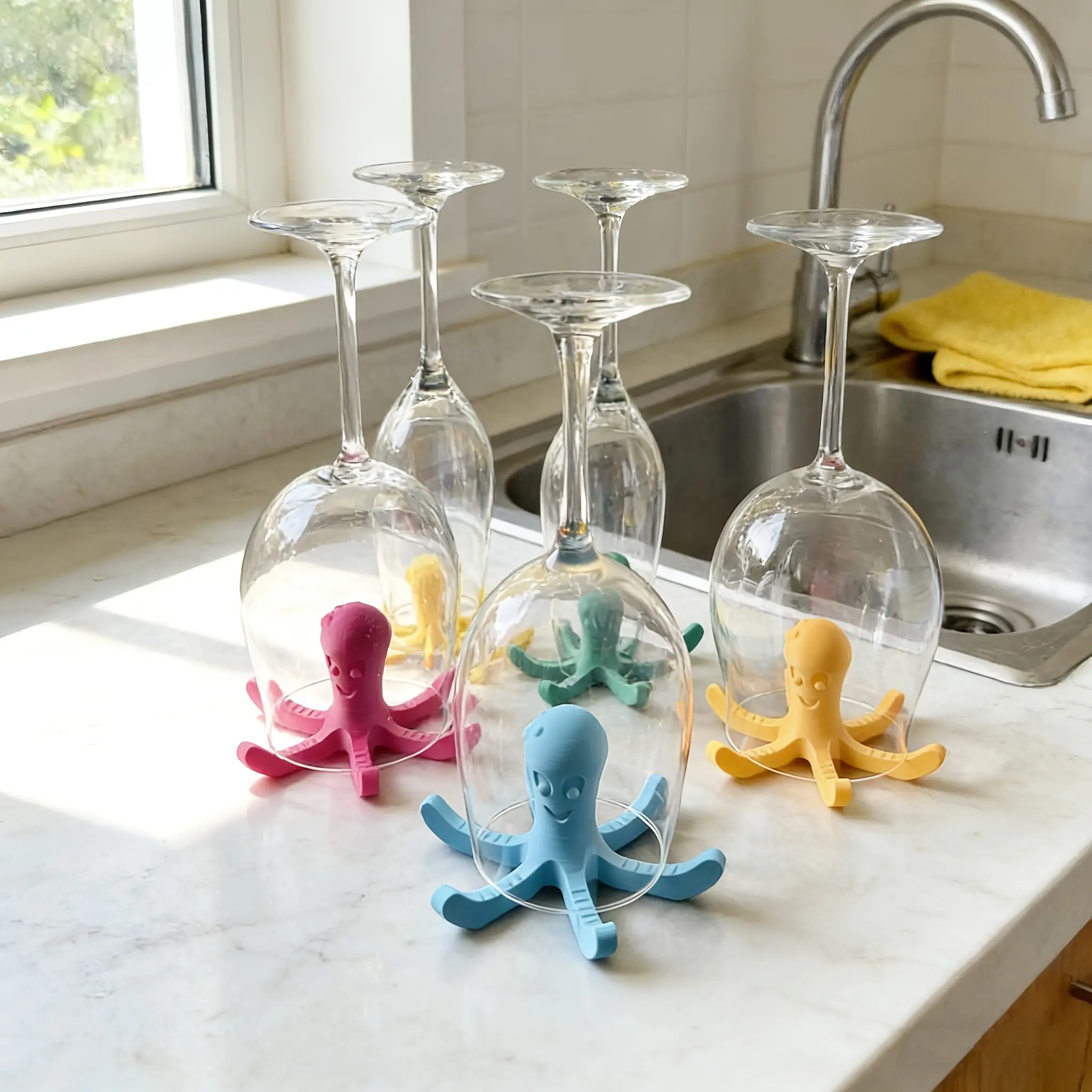 Standalone Water Bottle Drying Rack with Rapid Ventilation System for Enhanced Drying Efficiency. 3D Printing Saves Counter Space, Widely Compatible with Various Water Bottles, Mugs, and Wine Glasses, Ideal for Kitchen, Office, Random Color