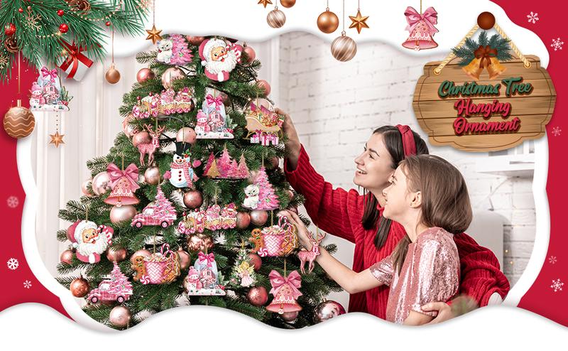 Christmas Clearance Sale Christmas Wooden Hanging Ornaments 40/36 Pcs Cartoon-Inspired Christmas Character Decor, Green Christmas Monster Decoration, Pink Christmas Tree Ornaments, Santa Candy Cane Gingerbread Ornament, Festival Party Home Xmas Tree Decor