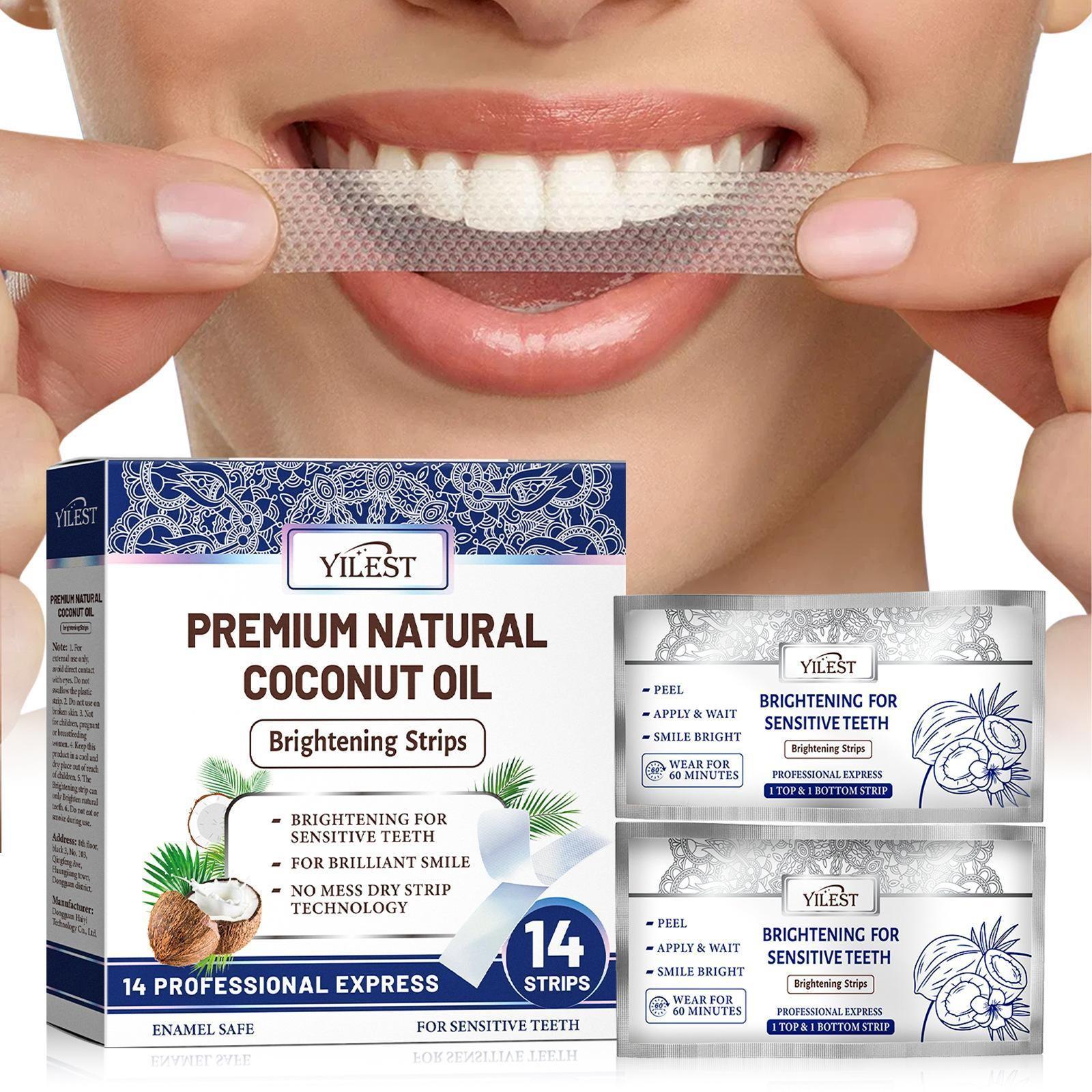 Coconut Mint Teeth Stickers, Brighten Teeth Deep Cleaning, Fresh Breath Long Lasting, Thin Fit No Acid, Portable Oral Care, 1 Box/3 Boxes