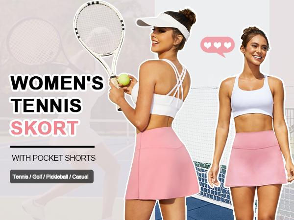 Dlooda Womens Skort Tennis Skirt with Pocket Shorts Mini Golf Skirts High Waisted Athletic Skorts Summer Workout