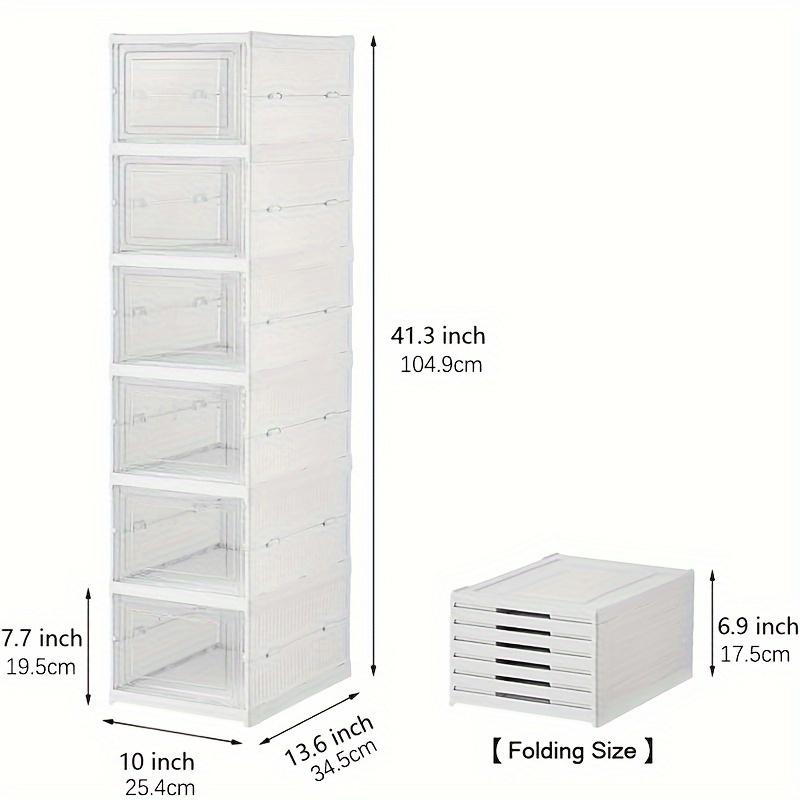 Clear Door Stackable Shoe Storage Box, 6-Tier Foldable Sturdy Shoe Rack, Space-Saving Organizer for Sneakers & Footwear