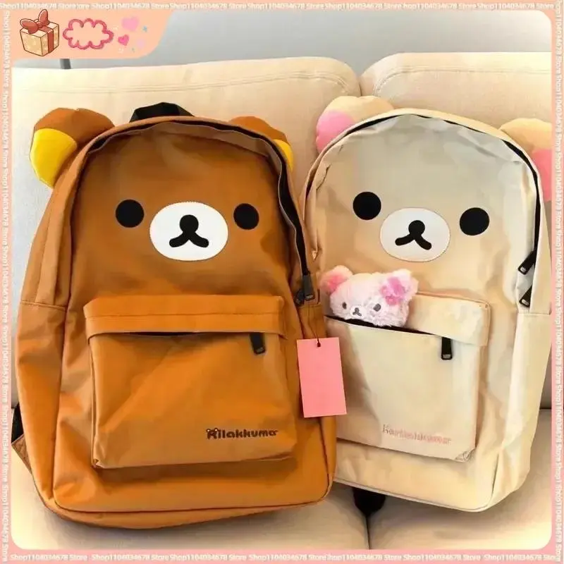 Kawaii Bear Rilakkumas Backpack Large Capacity Backpack Stylish Student School Bag Shoulder Bags Schoolbag Gift Hot Selling