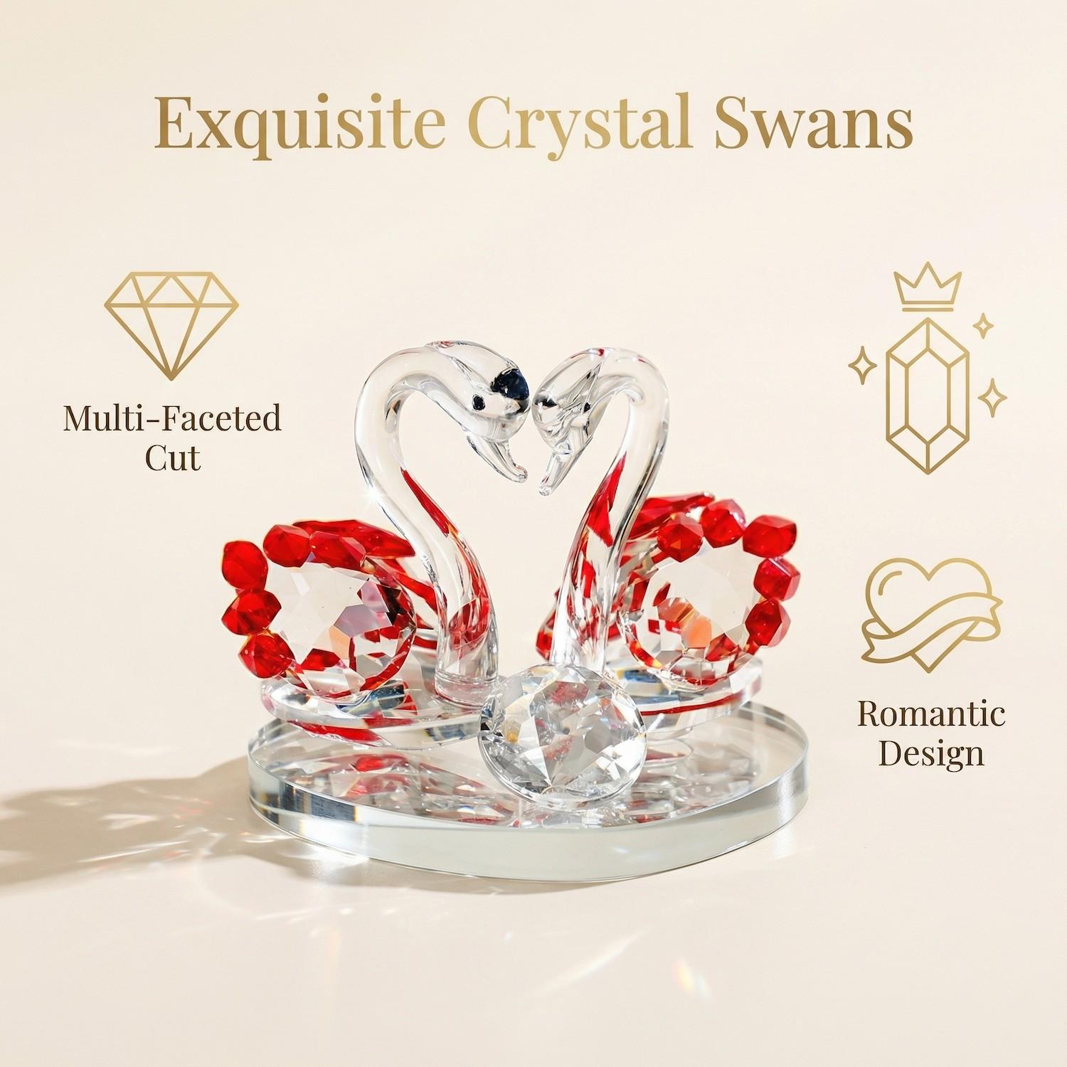 Elegant Crystal Swan Couple Statue Ornament, Perfect Gift for Christmas, Thanksgiving, Valentine's Day, Father's Day, Mother's Day, Living Room Decor