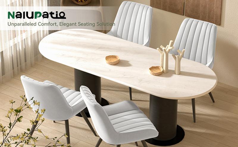 【TOP.1 dining chair】Modern Dining Chairs, Comfy Dining Room Chairs with Thick Cushions, Upholstered Fabric Kitchen Side Chairs with Metal Legs, Black