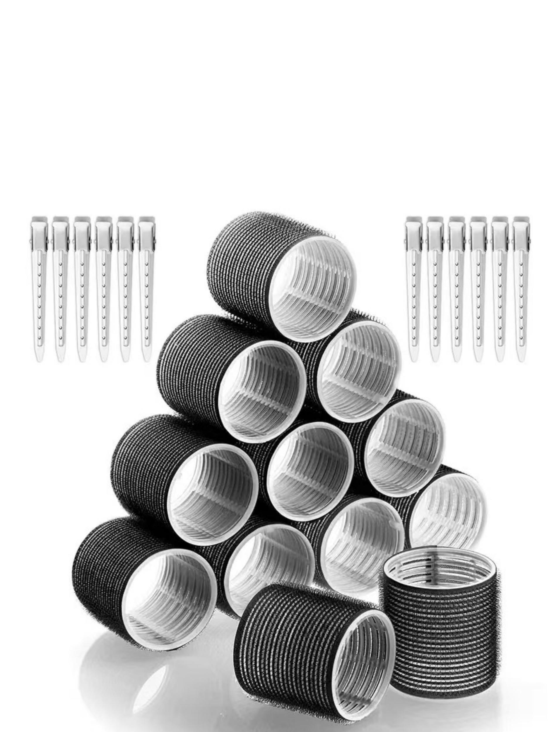 24 Pieces - 12 Jumbo Rollers and 12 Clips for Long Thick Hair Volume Brush Heatless Curling No Heat Curler Hair Tools Styling Tools