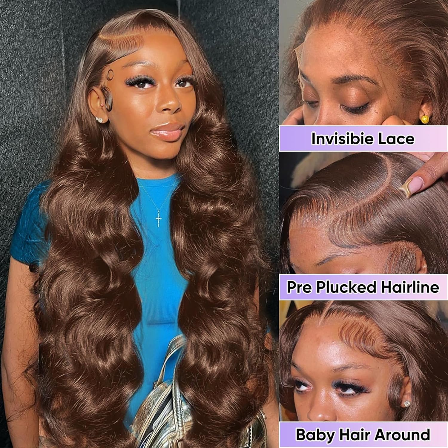 CheetahBeauty 200% Density 99J Natural Black/#4 Chocolate Brown/#1Jet Black 13x6 Body Wave Lace Frontal Wig HD Transparent 13x6 Lace Front Remy Hair Brazilian Body Wave Pre Plucked Human Hair Wig  #TikTokShopHolidayHaul