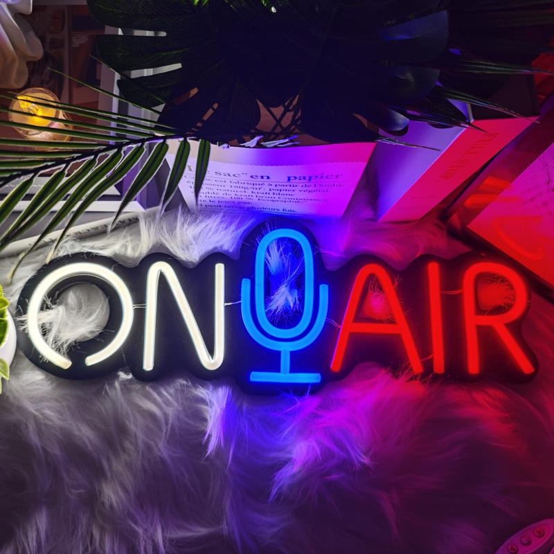 Adjustable on Air Neon Sign LED Wall Decor, Live Streaming Light-Up Logo for Home Studio Game Room Bar Club Garage Party Art Decoration