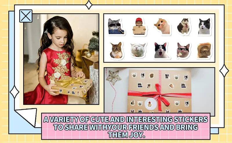 500PCS Cat Meme Stickers Roll 10 Styles Funny Cat Stickers Cute Animal ...