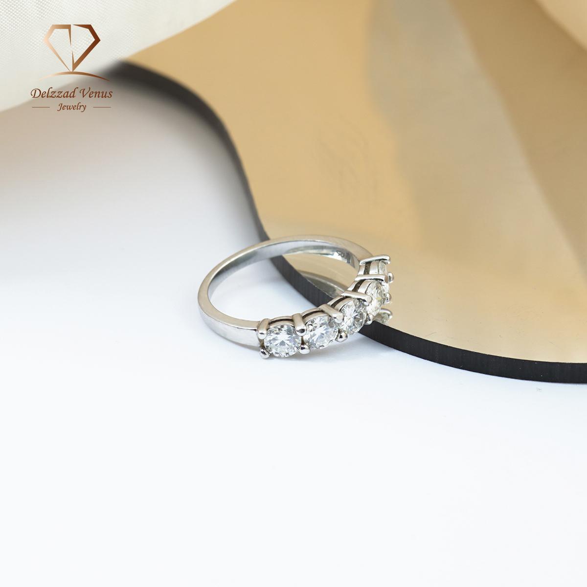 Delzzad S925 1.5ct D Color VVS Clarity Round Synthetic Moissanite Half Eternity Stacking Band Engagement Wedding Anniversary Gift