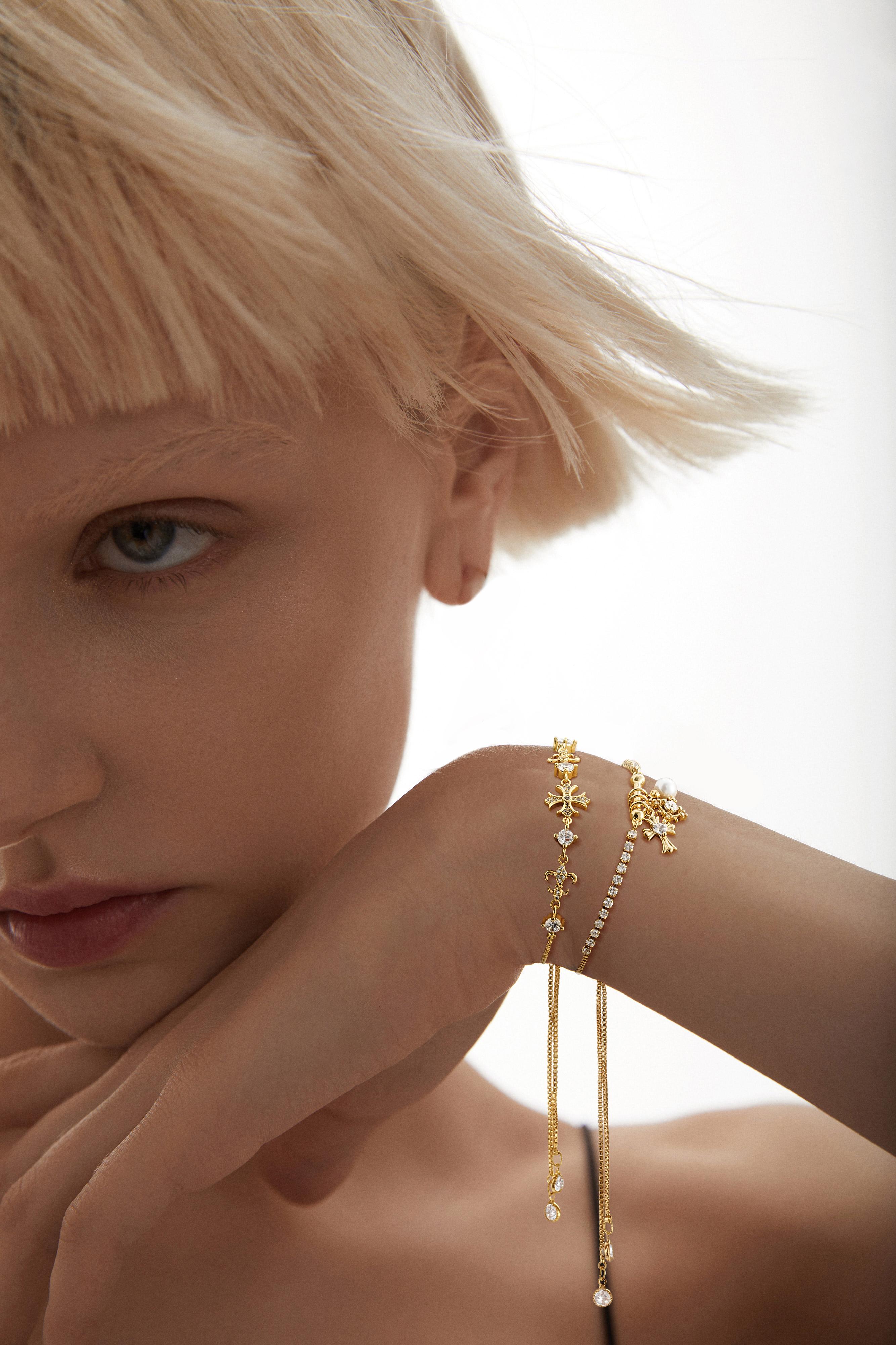 GANIA Double Layered Bracelets for Women Snowflake Cross Adjustable Sparkle，Set Meaningful Christian Symbol Hypoallergenic Gift for Valentine's Day gift  Valentine Wedding Birthday - Charms