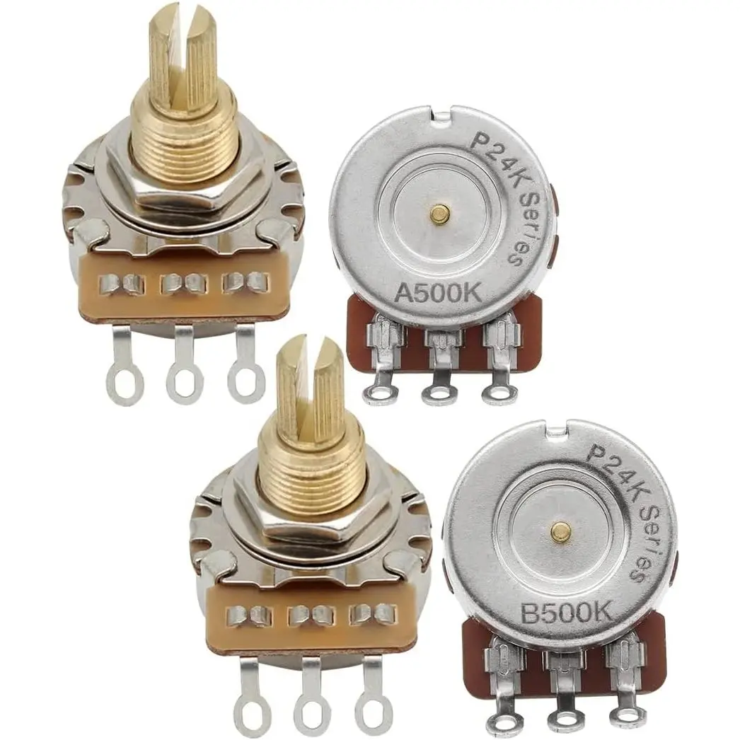 A500K+B500K Guitar Tone/Volume Pots 24-Spline Long Split Shaft Guitar Potentiometer,Pack of 4