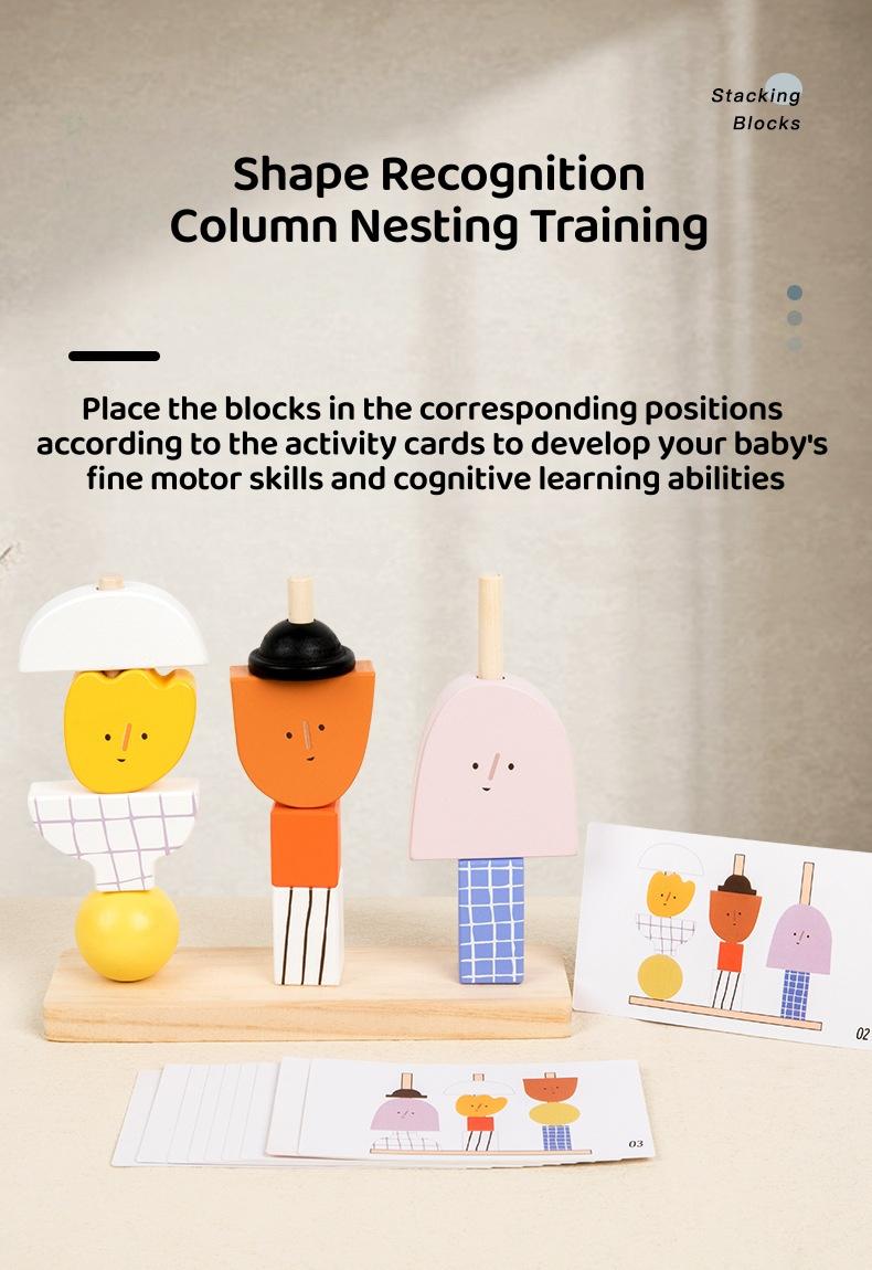 Creative Character Stackable Building Blocks Toy, Shape Assembly Artistic Training, Baby Art Enlightenment Super Fun