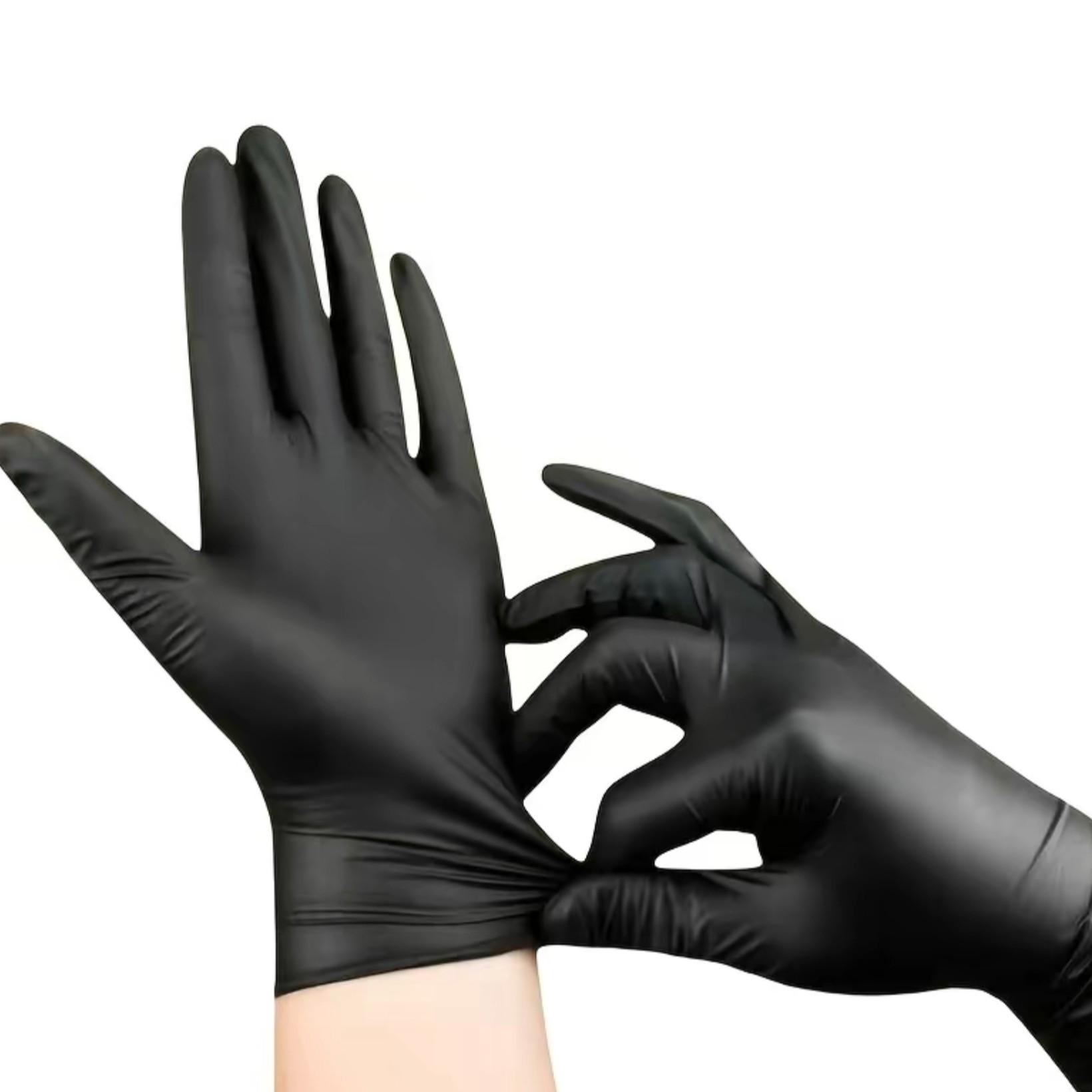 10/20/30/50/100 pairs of black polyvinyl chloride disposable gloves, non-latex material, suitable for household cleaning, kitchen use and other occasions, bathroom cleaning, kitchen cleaning gloves, for washing dishes, household kitchen cleaning gloves