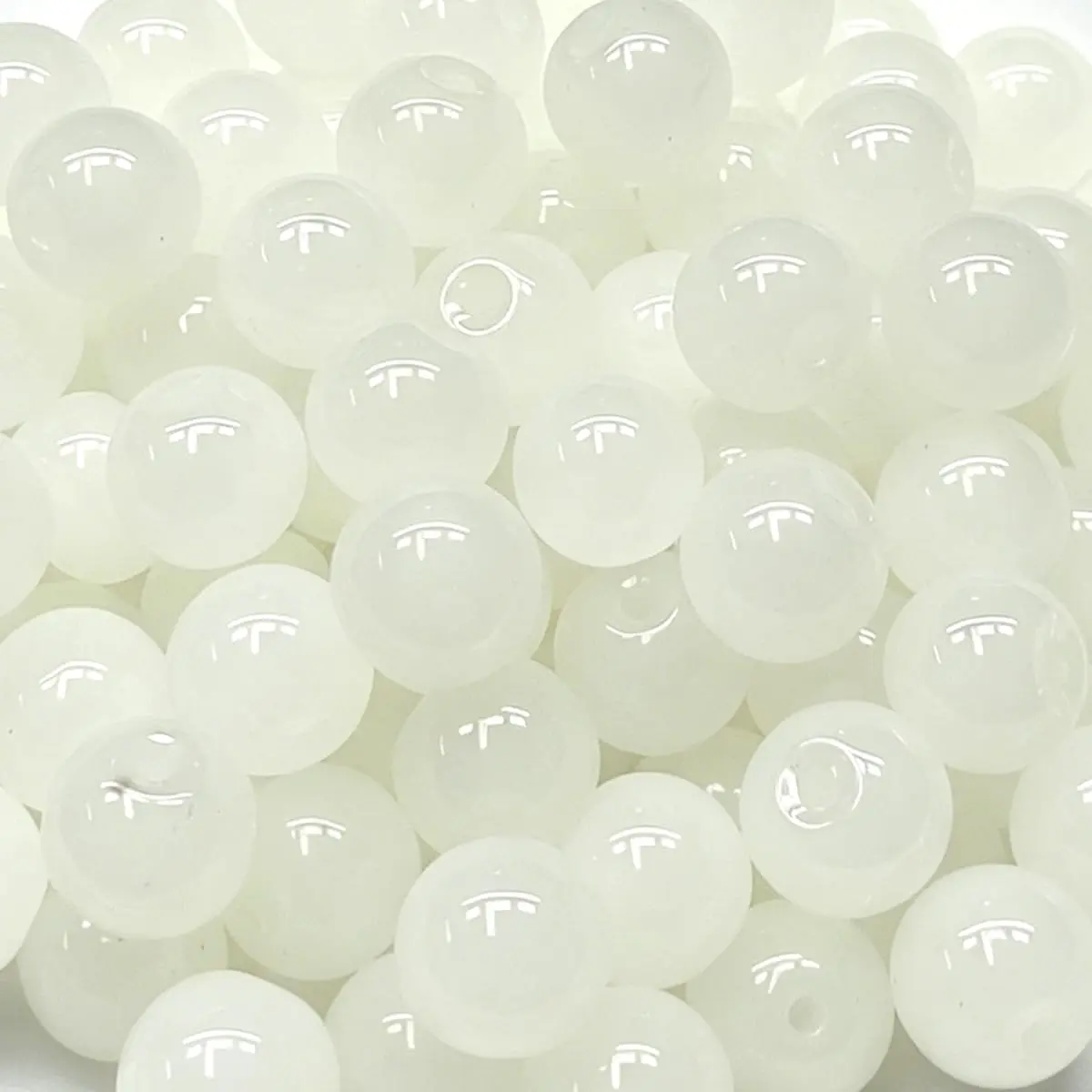 100 count Glass Beads 10mm Glass Beads for Barcelet and  Making DIY Crafts (White)