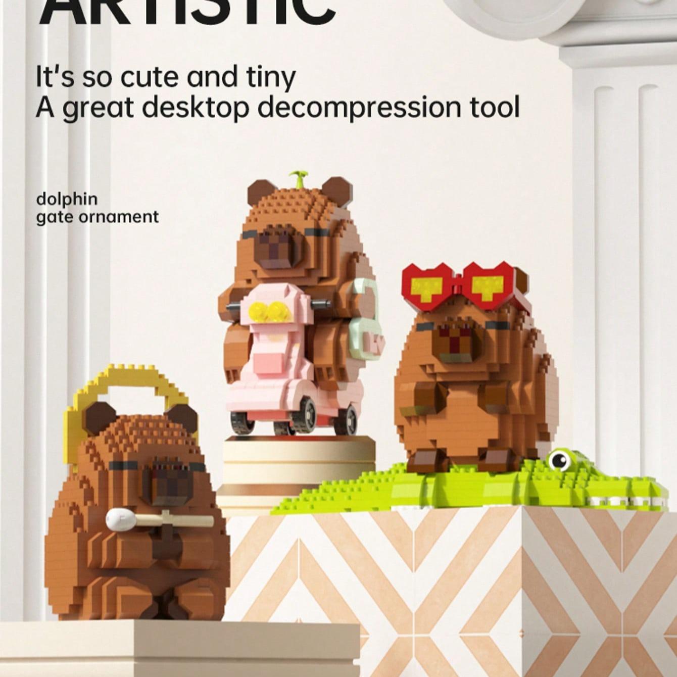 Capybara Building Blocks Toy Kit, Creative Animal Building Blocks Model, Relaxing Creative Assembly Toy for Birthday and Holiday Gifts