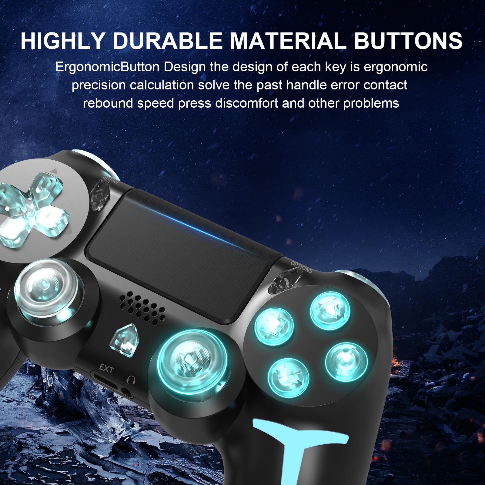 Wireless RGB Gaming Controller with Tri-Color Lighting Compatible with PS4, PS3, and PC RGB Lighting, LED Bluetooth Gaming Controller Six-Axis Gyroscope, Dual Vibration Feedback