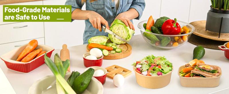 17oz/500ML Disposable Paper Bowls with Lids, Disposable Tableware, 25/50/100 Pieces Set, Party Supplies Bulk Supply, Suitable for Cold & Hot Food/soup