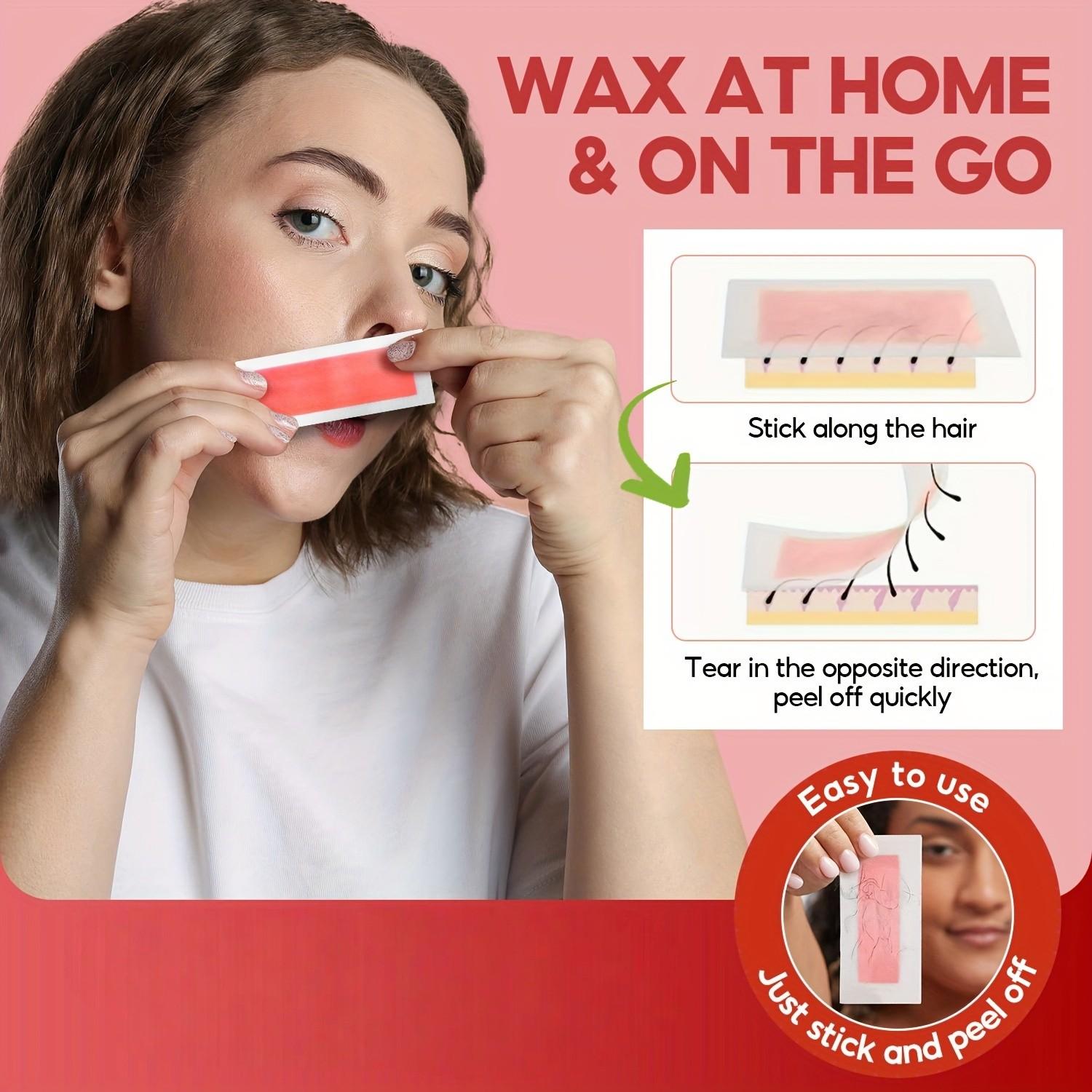 Rose Scented Hair Removal Wax Strips 10Pcs, Depilatory Wax Papers for Legs Armpits Lips Fingers, Unisex Home Body Hair Remover, Smooth Skin Gift, Body Waxing