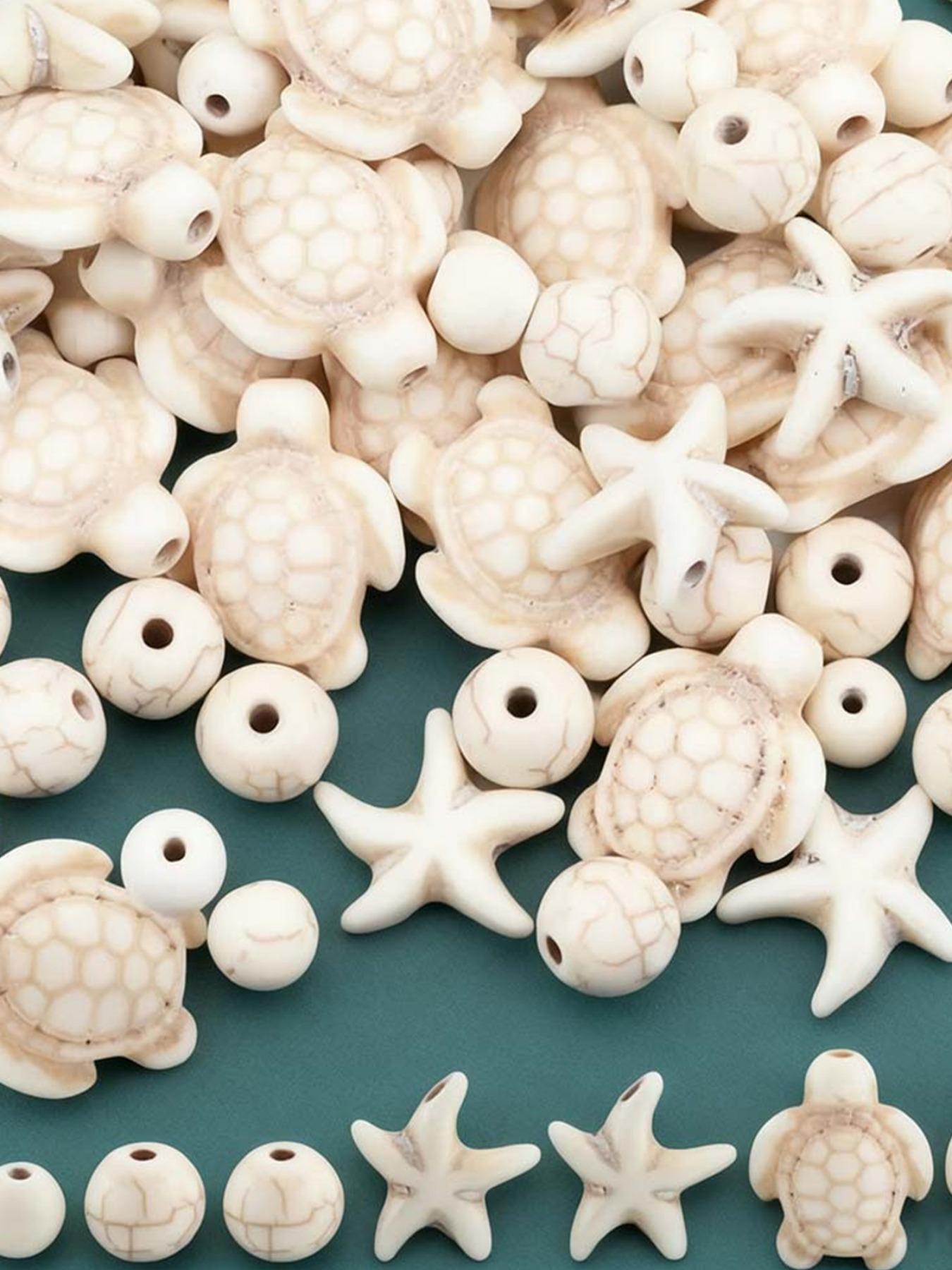 200 Pcs Turtle Beads Starfish Acrylic Turquoise Beads, DIY Craft Supplies, Ocean Theme Decorative Beads, Durable Material