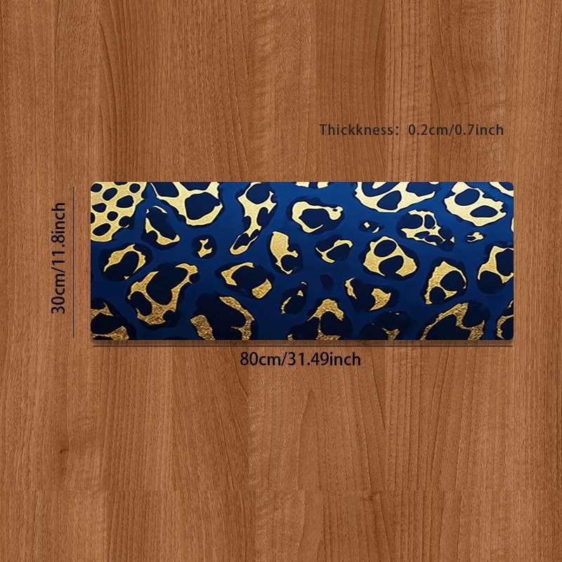 Blue Gold Leopard Print Mouse Pad, Durable Large Non-Slip Rubber Desk Mat, Gaming Office Accessory, Multi-Functional Keyboard Pad, Perfect Gift