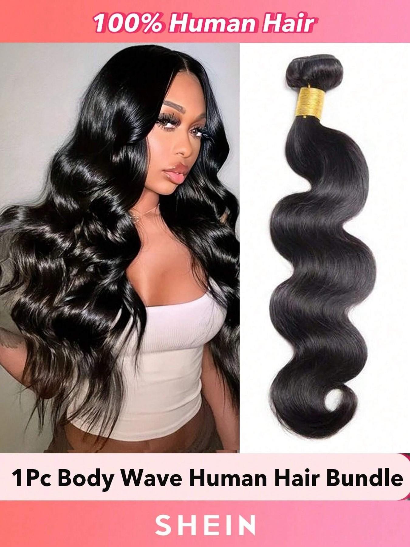 1PC 4A-NBW Natural Black Body Wave Human Hair Bundle, Brazilian Hair Weave