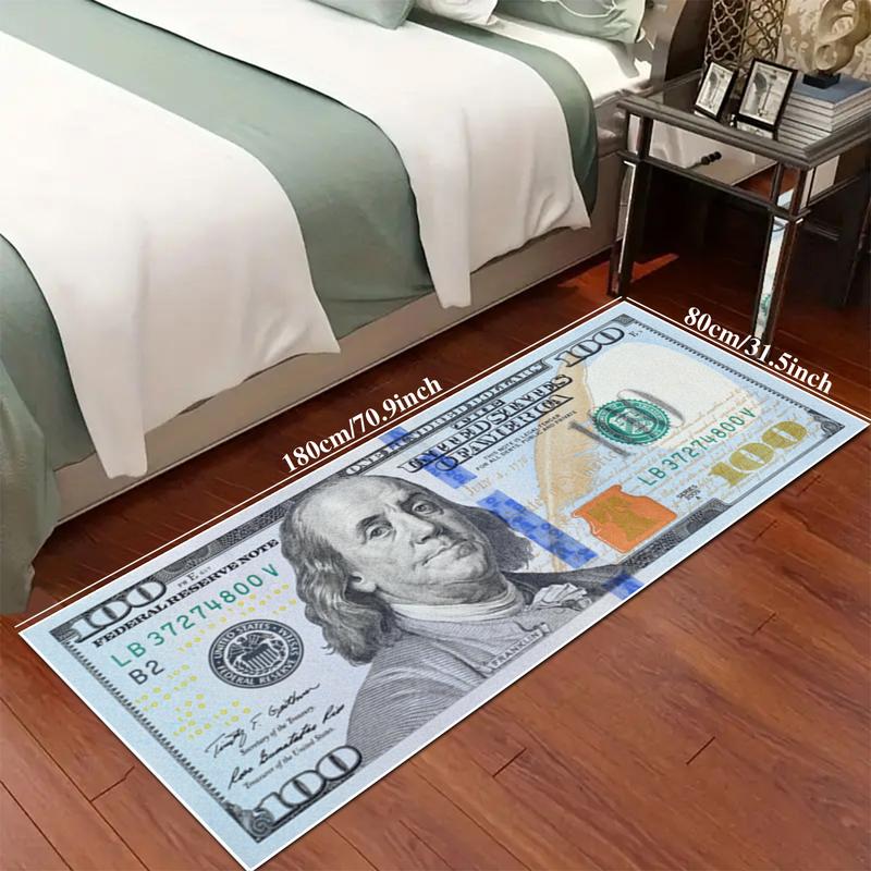 Creative 100 Dollar Pattern Rug, 1 Count Bedroom Decor Bedside Soft Carpet, Area Rug, Thickened Fluffy Plush Floor Mat for Home Living Room Bedroom
